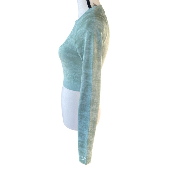 Gymshark Adapt Crop Top Sage Camo Shirt Seamless Women's Size Small - Picture 3 of 6